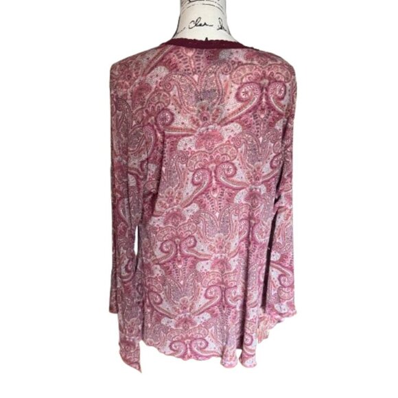 Venezia Jean clothing Co Y2K Babydoll Paisley/Floral Long Split Bell Sleeve - Picture 2 of 9